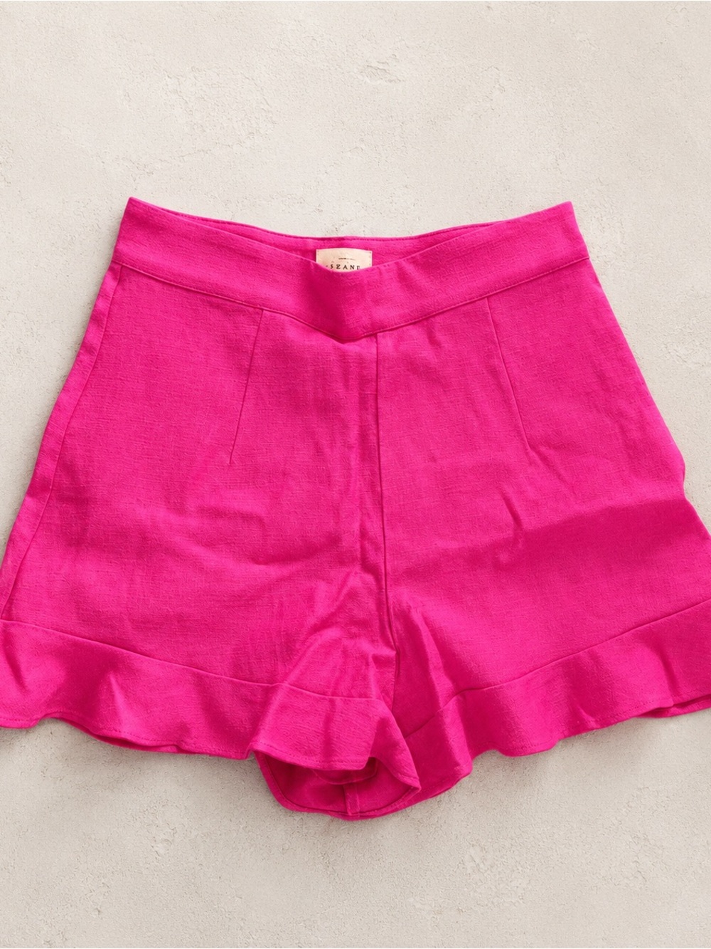 Sezane Doria Shorts Bright Pink High-Waist Ruffle Shorts